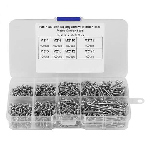 800pcs M2 Cross Drive Pan Head Self-Tapping Screws Fastener