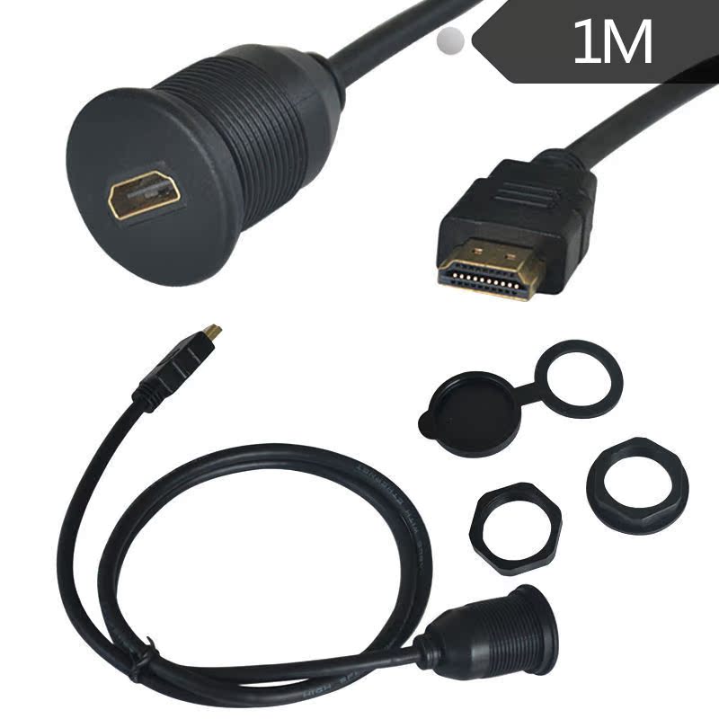 Car Dash Flush Mount HDMI Male to Female Socket Cable Instal