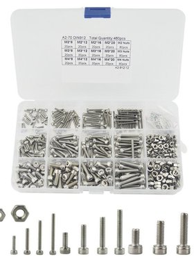 480pcs Hex Socket Head Cap Screws Nut Kit Set M2 M3 M4 For H
