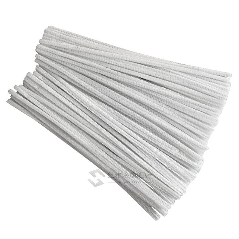 white 100 pcs 30cm creation pipe cleaners plush  pipe cleane
