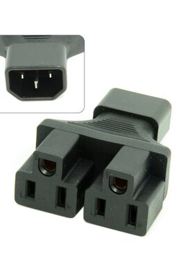 IEC320 C14 Male to Double Nema 5-15R USA UPS Y Type Splitter