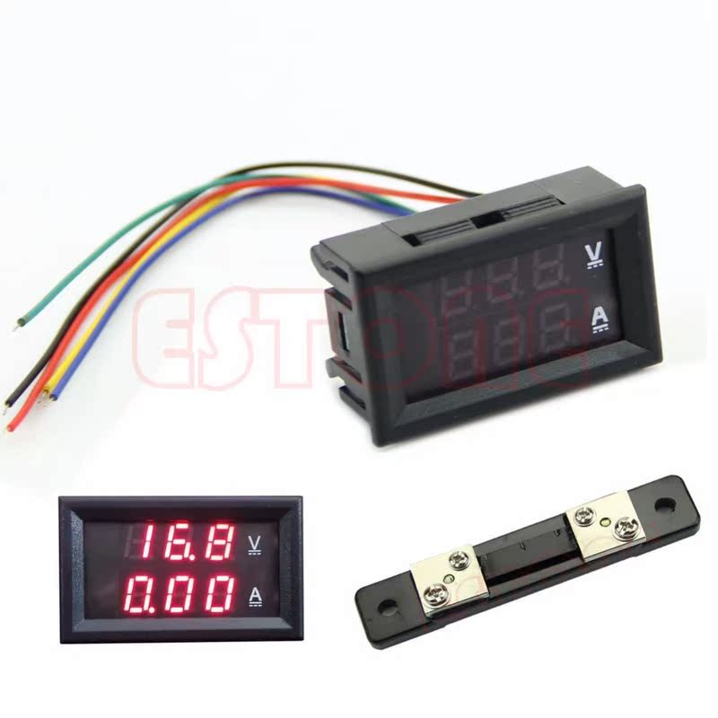 DC 100V 50A Voltmeter Ammeter Red LED Amp Volt Meter+Current