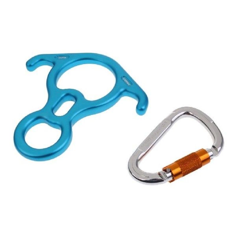 50KN Figure 8 Descender + 25KN D-Ring Climbing Carabiner