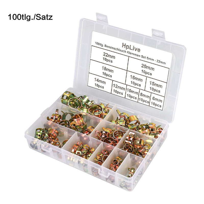 100pcs Steel Vacuum Hose Clamps Spring Clip Adjustable Fuel图片