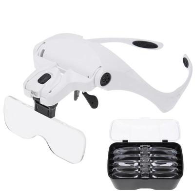 1.0X3.5X 5 Lens Loupe Headband 2 LED Lights Eyewear Magnifie