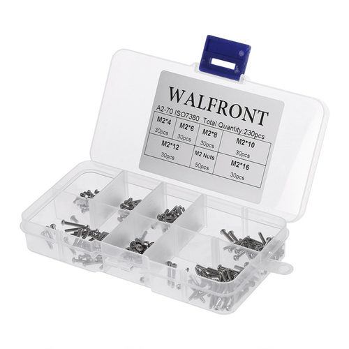 230pcs M2 Screws Bolts and Nuts SS304 Hex Socket Button Head
