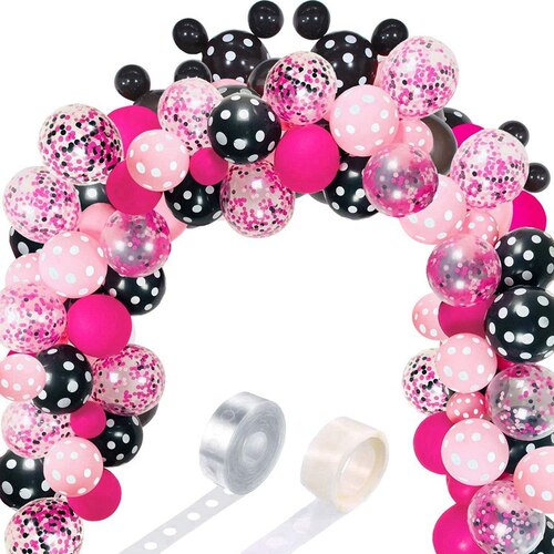 Hot Balloon Garland Arch Kit Pink Black Balloon Decoration
