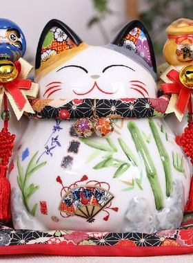 8.2 inch Ceramic Maneki Neko Coin Bank Lucky Cat Daruma