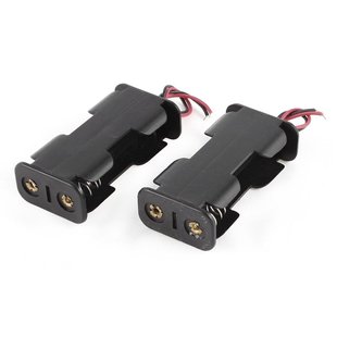2 Pcs Black Holder Case w Wired for 2 x AA Batteries