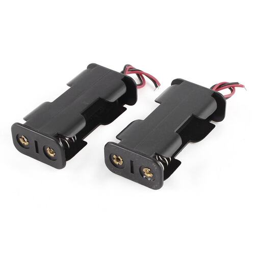 2 Pcs Black Holder Case w Wired for 2 x AA Batteries
