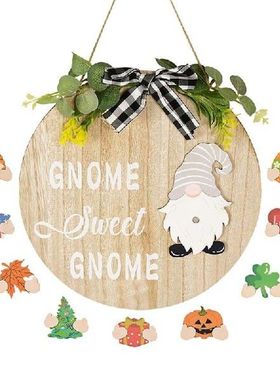 1set Gnome Wooden Hanging Ornament Outdoor Door Signs