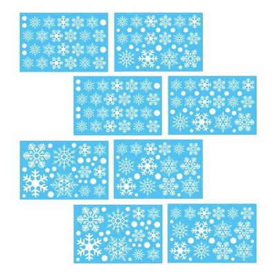8x Winter Snowflake Window Clings Ornaments Removable