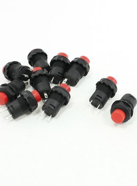 10 Pcs Latching Action SPST Round Red Button Switch AC 125V