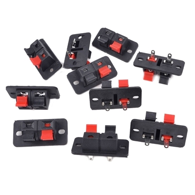 10Pcs 2 Way Stereo Speaker Plate Terminal Strip Connector Bl
