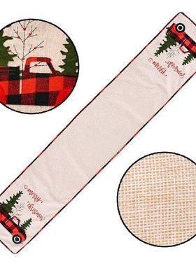 Burlap Christmas Table Runner Embroidered Christmas Table