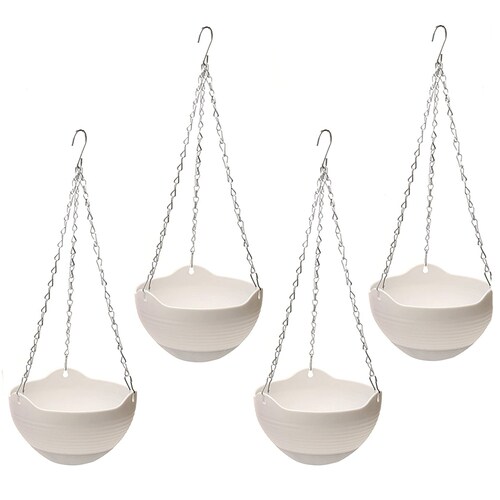 Hot 4PCS Hanging Planters White Indoor Outdoor Planting or