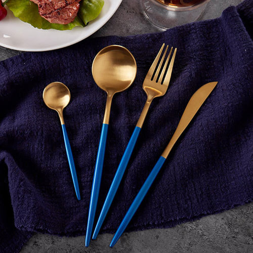 4pcs Black Dinnerware Set 18/10 Stainless Steel Cutlery Rain