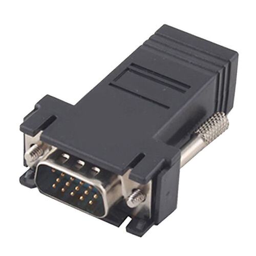 VGA Extender Male to CAT5 CAT6 RJ45 Cable Adapter Black