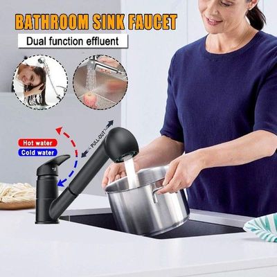 Kitchen Faucets Silver Black Single Handle Pull Out Kitchen