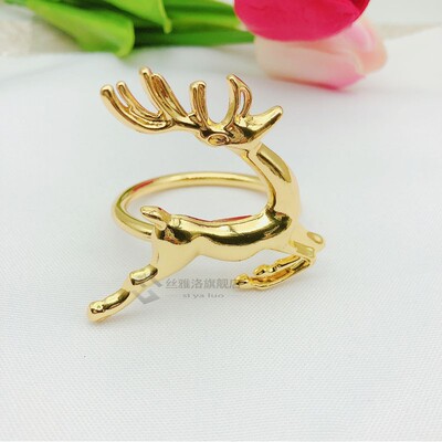 Embed 3pcs/lot Christmas Deer Dinner Napkin Buckle  Hotel We