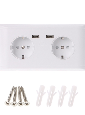 16A Double Socket Charger Adapter Double USB Ports EU Plug P