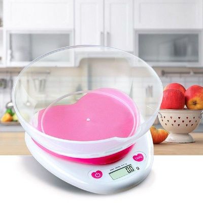 5Kg/1G Portable Heart Shape Digital Kitchen Scale LCD Monito