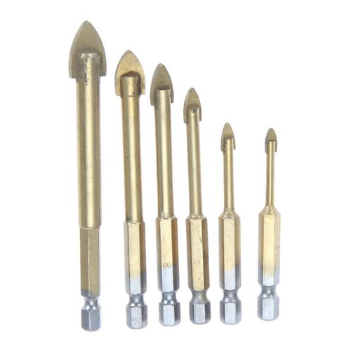 6 Pcs Tungsten Carbide TCT Glass Drill Bit Set Coated Power