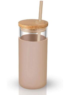 500ml Glass Tumbler Glass Water Bottle Straw Silicone Protec