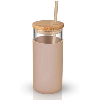 500ml Glass Tumbler Glass Water Bottle Straw Silicone Protec