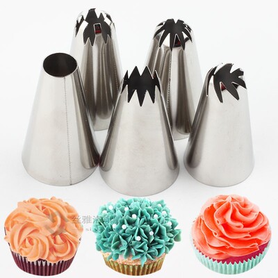 5Pcs/Set Big Size Cream Cake Icing Piping Tips Russian Nozzl