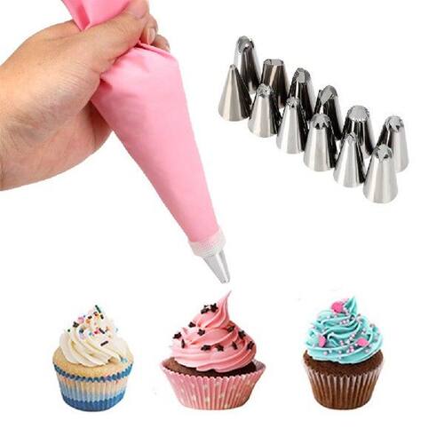 Silicone Reusable Icing Piping Cream Pastry Bag 14pcs/set