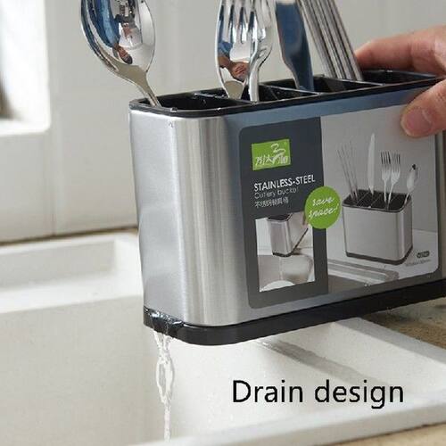 Stainless Steel Chopsticks Tube Draining Chopsticks Rack