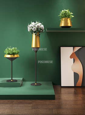 Designer Plant Racker Nordic Wine Glass Shape Flower Golden