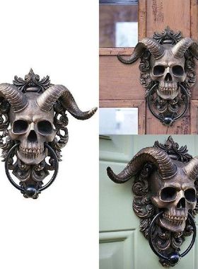 Horned God Skull Hanging Door Knocker Heavy Duty Gothic
