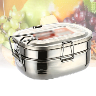 Box Stora Steel Food Stainless Layer Dinnerware Lunch Double