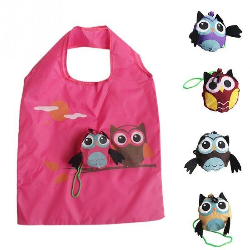 Cute Animal Owl Shape Foldable Shopping Bag Reusable Tote