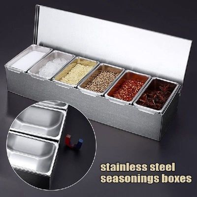 6 Grids Spice Canisters Stainless Steel Ingredient