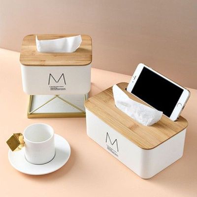 Bamboo Box Tissue Holder for Table Napkin Toilet Organizer