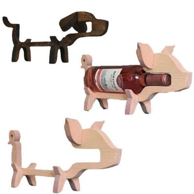 Creative Animal Shape Ornaments Wooden Crafts Wine Rack
