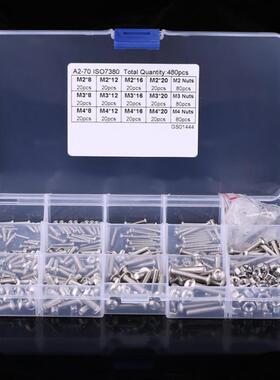 480pcs M2 M3 M4 Screws and Nuts SS304 Hex Socket Button Head