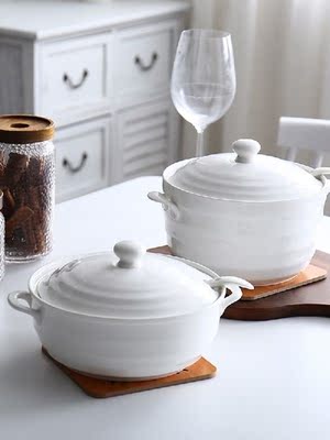 1.2L 2.2L Ceramic Soup Pot Nordic White Pure Color Round