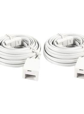 2 Pcs White UK BT 6P4C Male to Female Modular Phone Extensio