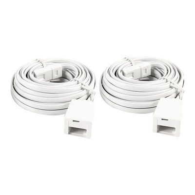 2 Pcs White UK BT 6P4C Male to Female Modular Phone Extensio