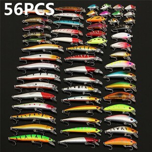 56Pcs/lot Almighty Mixed Fishing Lure Bait Set Wobbler Crank