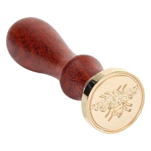 Rosewood Handle Sealing Wax Stamp Antique Bee Pattern