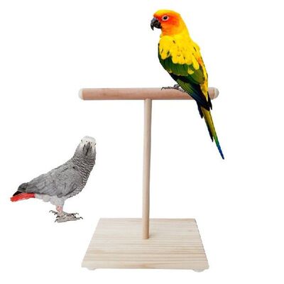 Wooden Parrot Perch T Stand Bird Training Paw Grinding Toys