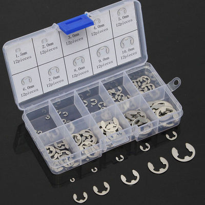 120pcs 304 E-Clip 1.5mm to 10mm Retaining Circlip Assortment