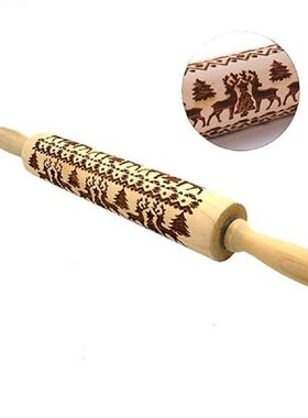 Christmas Wooden Rolling Pins Christmas Elk Deer Pattern