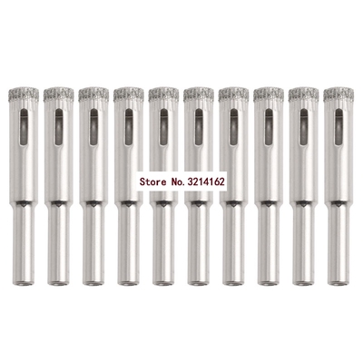 10Pcs 8mm Diamond Coated Core Drill Bits Hole Saw Glass Tile