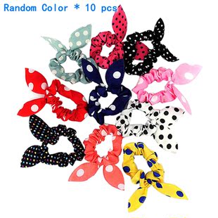 10pc Hair Band Cute Polka Dot Bow elastic hairband Rabbit